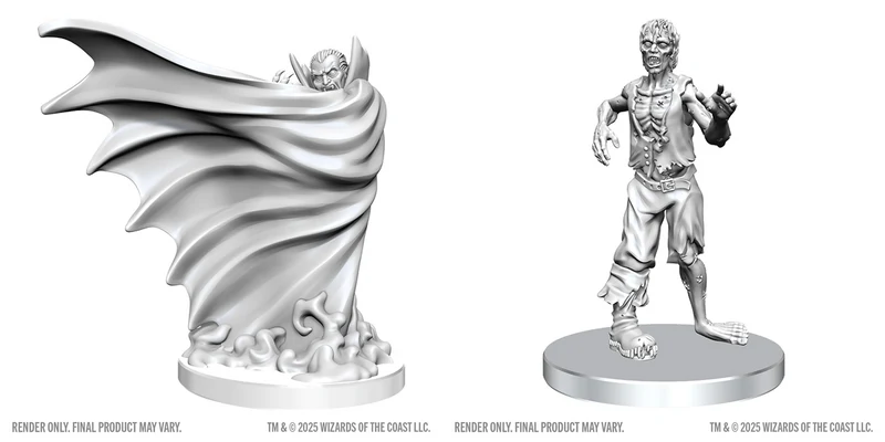 D&D MINIS : Figurines D&D non peintes WV28 Vampire classique et Zombie classique