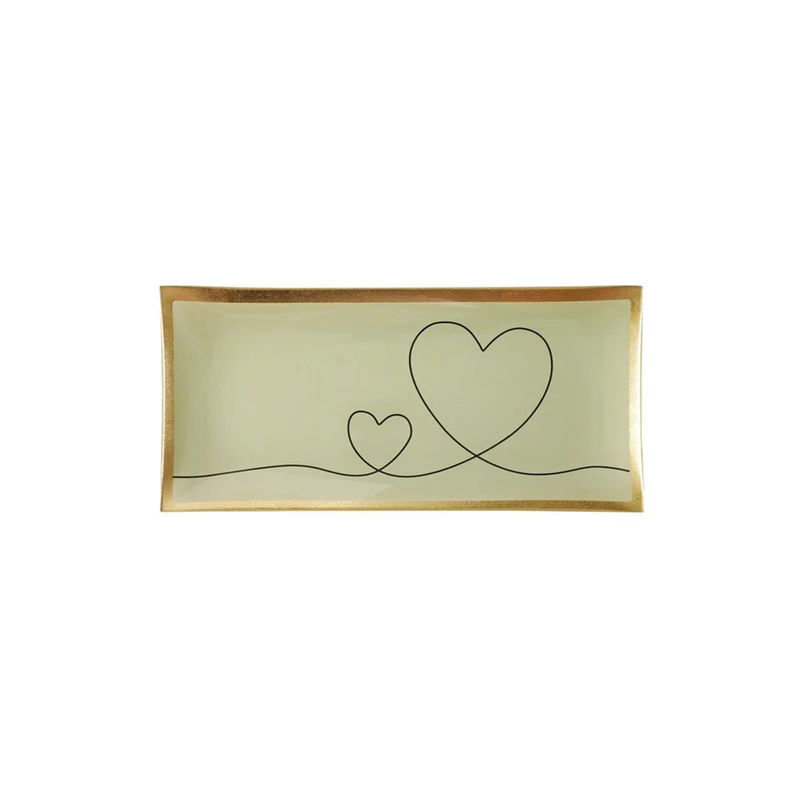 Plateau Rectangle L - Coeur - Blanc - 10 x 21 cm