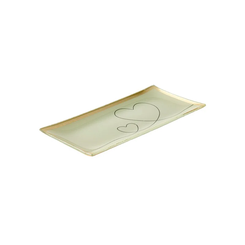 Plateau Rectangle L - Coeur - Blanc - 10 x 21 cm