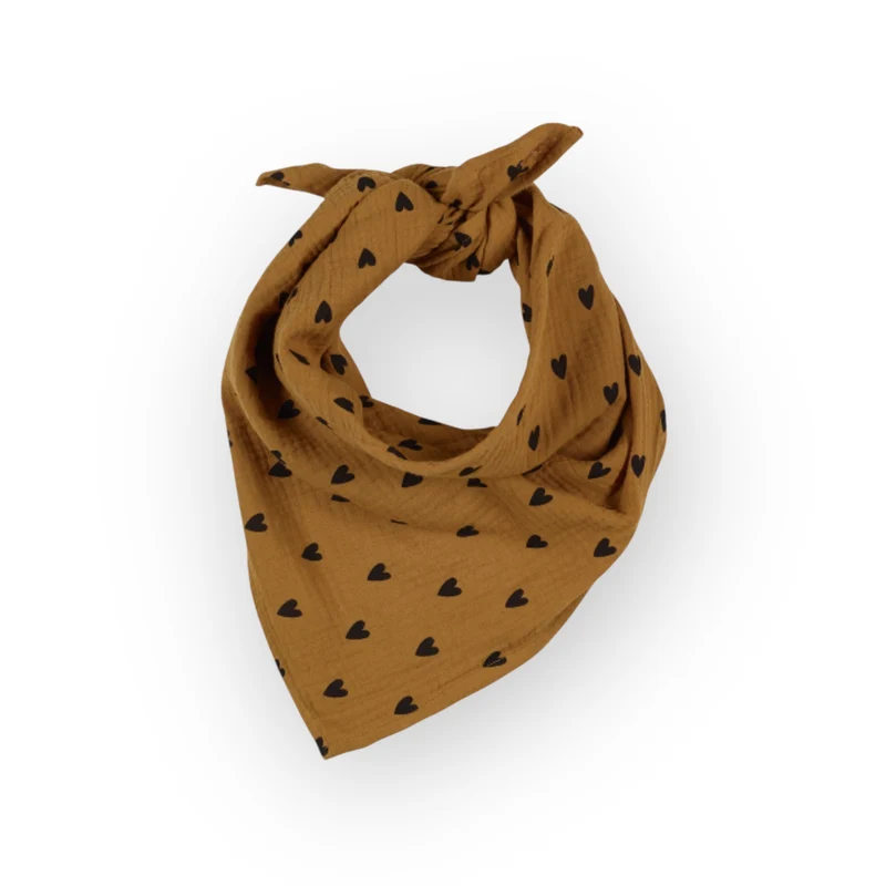 Foulard | Gaze coeurs camel