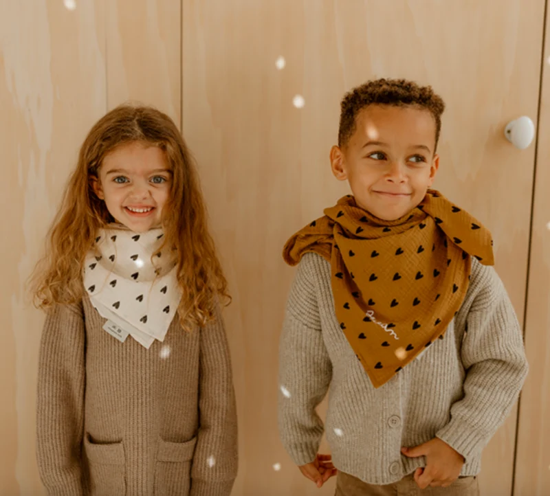 Foulard | Gaze coeurs camel