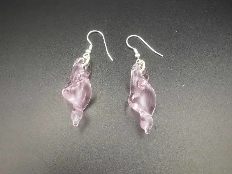 Boucles d'oreilles Feuille en verre