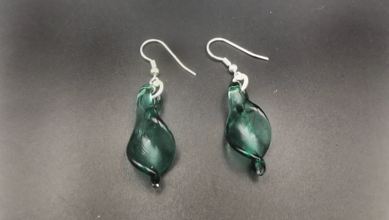Boucles d'oreilles Feuille en verre