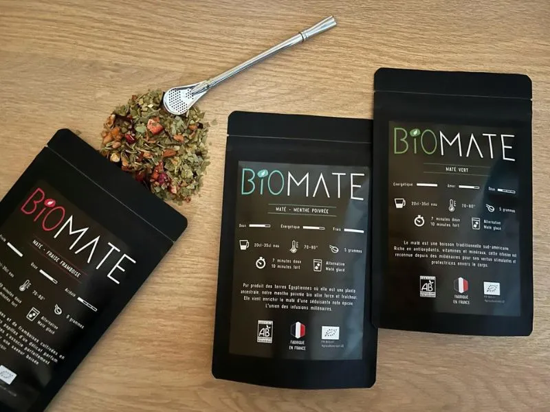 COFFRET DÉCOUVERTE MATÉ BIO + PAILLE FILTRANTE OFFERTE (3 SACHETS DE 50G, SAVEURS PERSONNALISABLES)