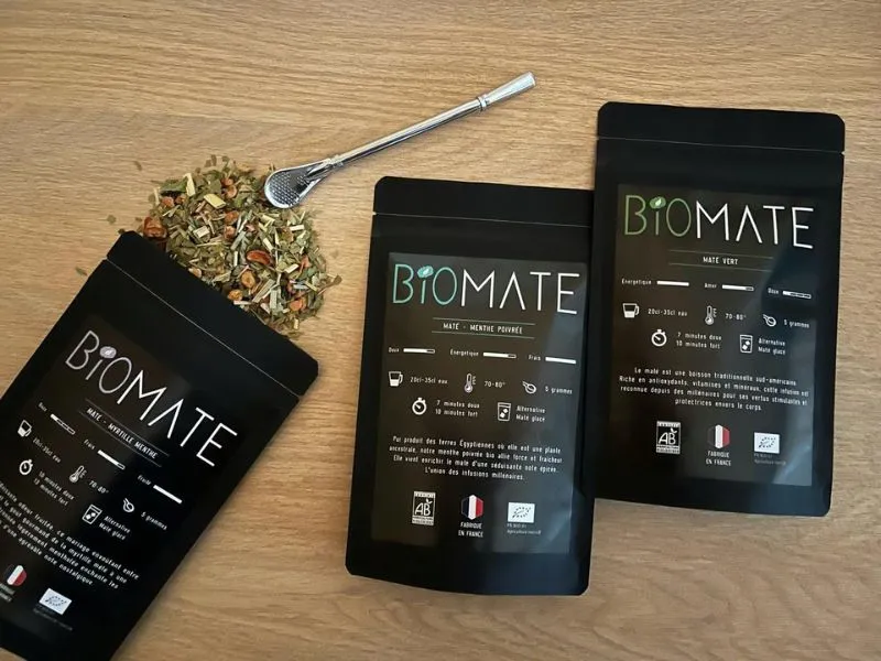 COFFRET DÉCOUVERTE MATÉ BIO + PAILLE FILTRANTE OFFERTE (3 SACHETS DE 50G, SAVEURS PERSONNALISABLES)