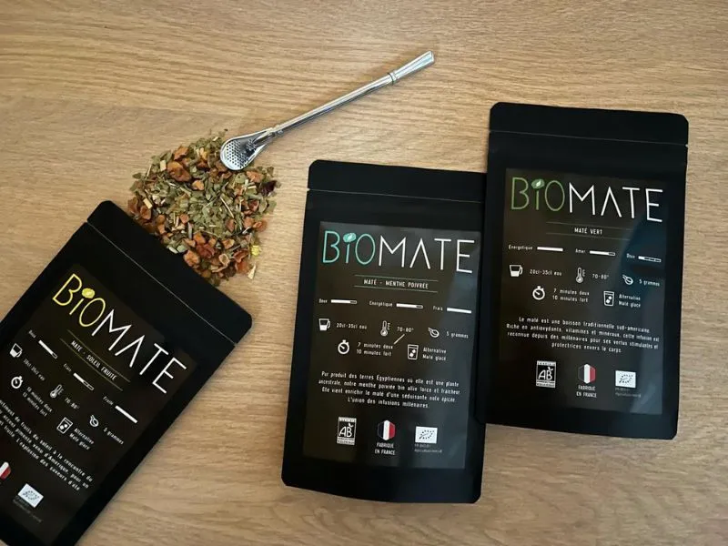 COFFRET DÉCOUVERTE MATÉ BIO + PAILLE FILTRANTE OFFERTE (3 SACHETS DE 50G, SAVEURS PERSONNALISABLES)