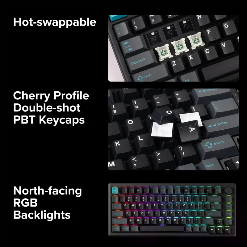 Keychron J2 HE 8K Wired Magnetic Switch Keyboard - Ultra-Fast Lime Magnetic Switch (Black)