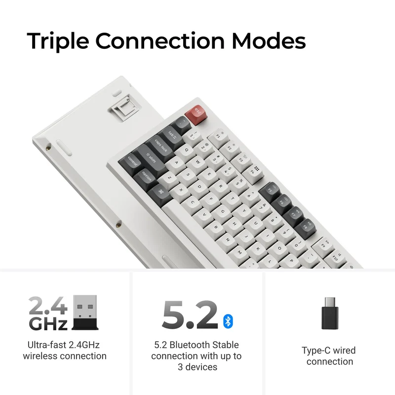 Keychron K10 Ultra 8K Wireless Custom Mechanical Keyboard - Apex Brown Switch (White)