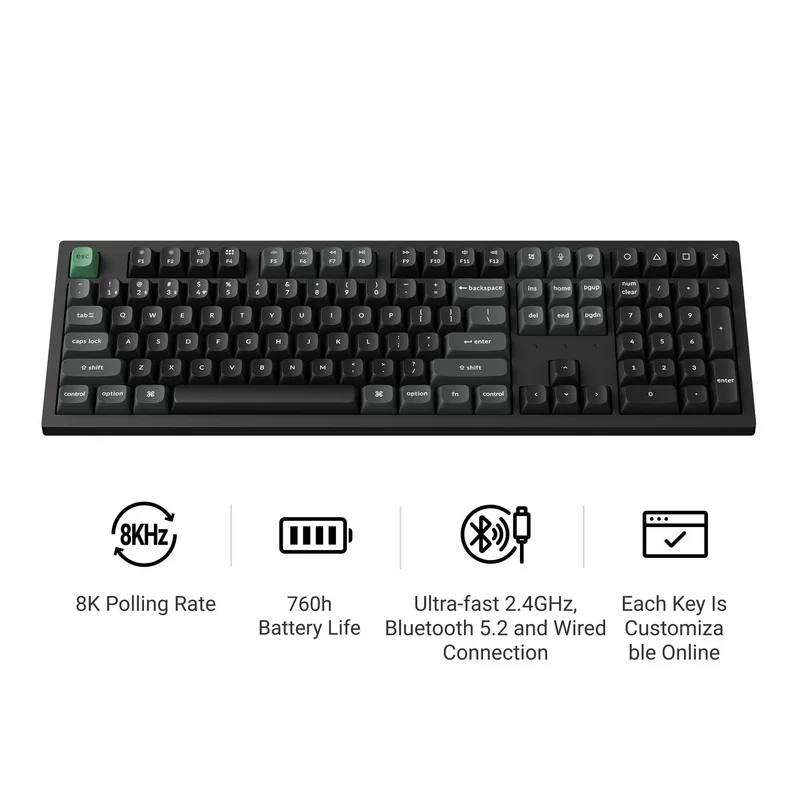 Keychron K10 Ultra 8K Wireless Custom Mechanical Keyboard - Apex Brown Switch (Black)