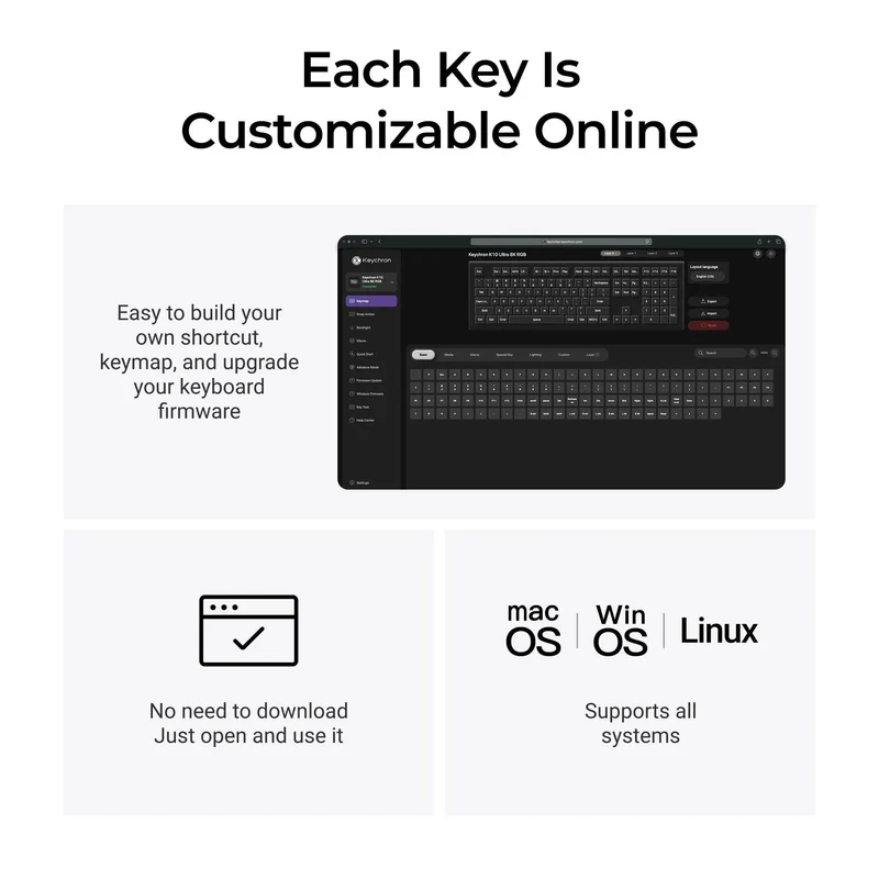 Keychron K10 Ultra 8K Wireless Custom Mechanical Keyboard - Apex Brown Switch (Black)