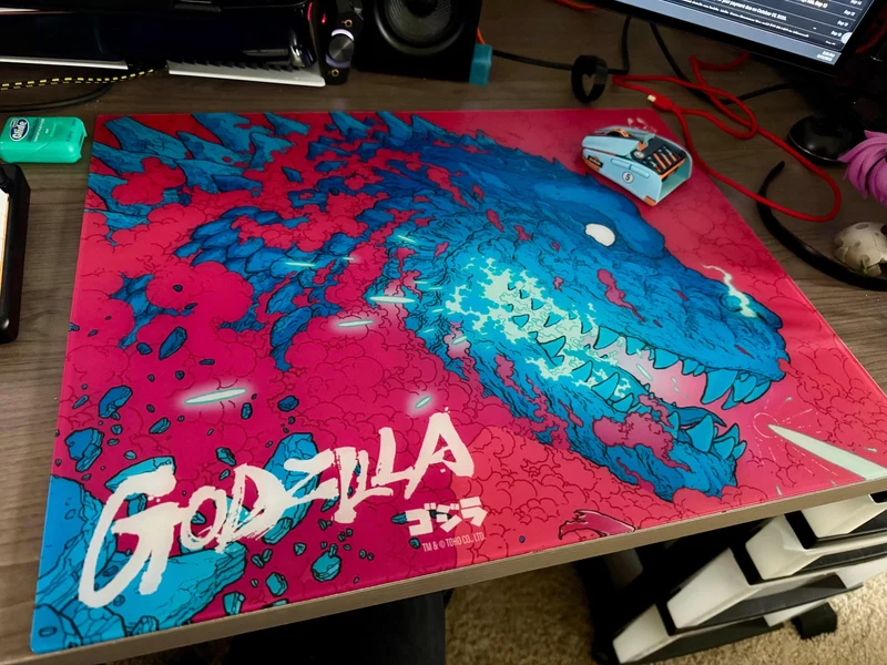ARBITER STUDIO TENKO GODZILLA Lunar 500x400mm Glass Mousepad - Heat Ray
