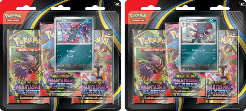 JCC POKÉMON ME02 : ÉVOLUTION DES FLAMMES FANTASMATIQUES, BLISTER DE 3 CARTES
