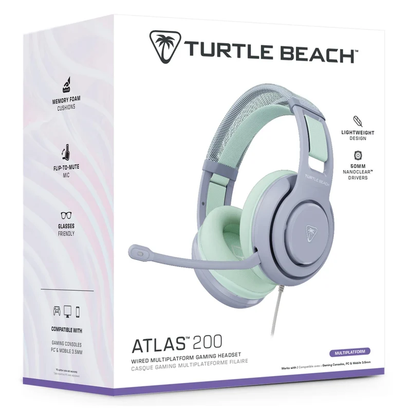 Turtle Beach® Atlas™ 200 Wired Multi-Platform Gaming Headset (Seafoam Breeze)