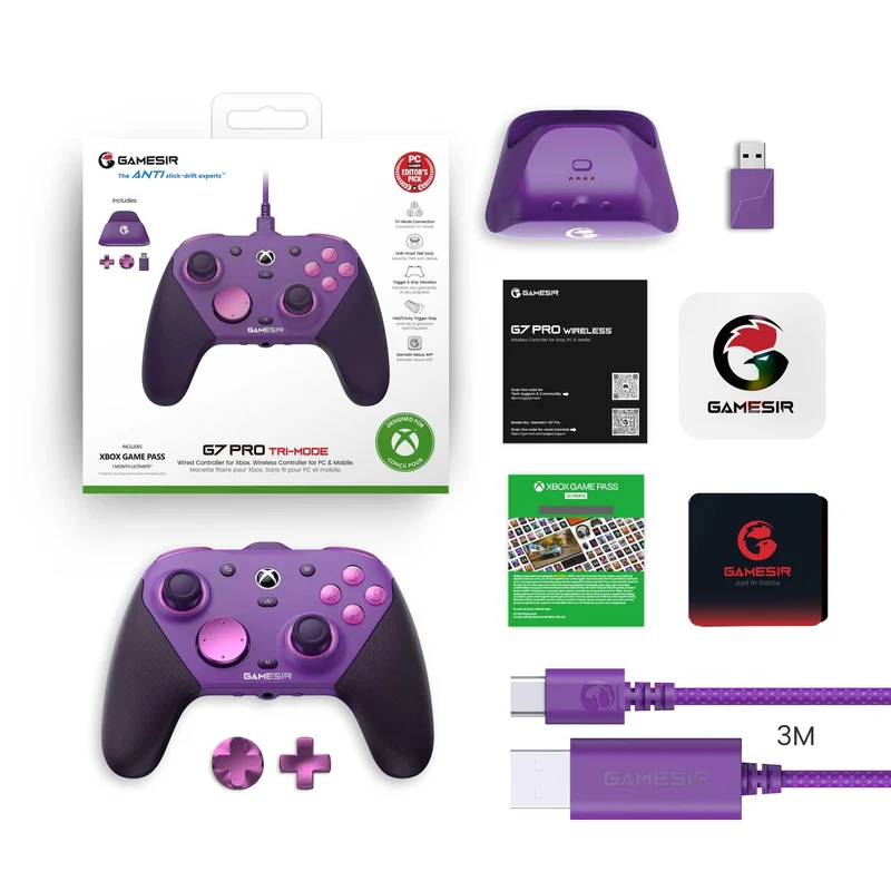 GameSir G7 Pro Wireless Controller for PC & Mobile - Wired for XBOX (Plum Purple)