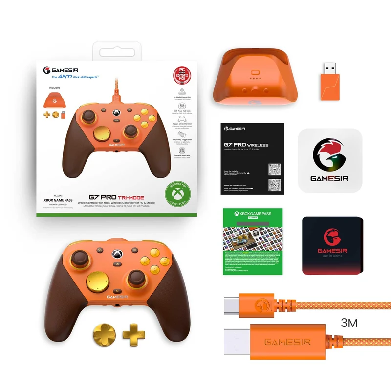 GameSir G7 Pro Wireless Controller for PC & Mobile - Wired for XBOX (Amber Flame)